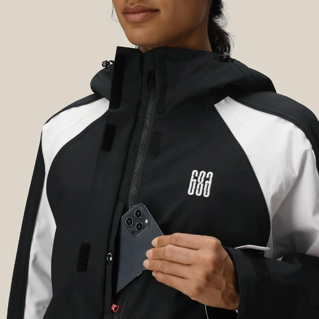686 Women's Hologram Shell Jacket 2026 - Black Colorblock - Image 6