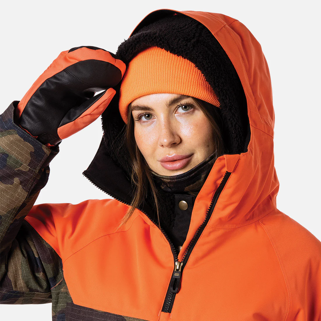 686 Women's Upton Insulated Anorak - Dark Camo Colorblock - Image 3