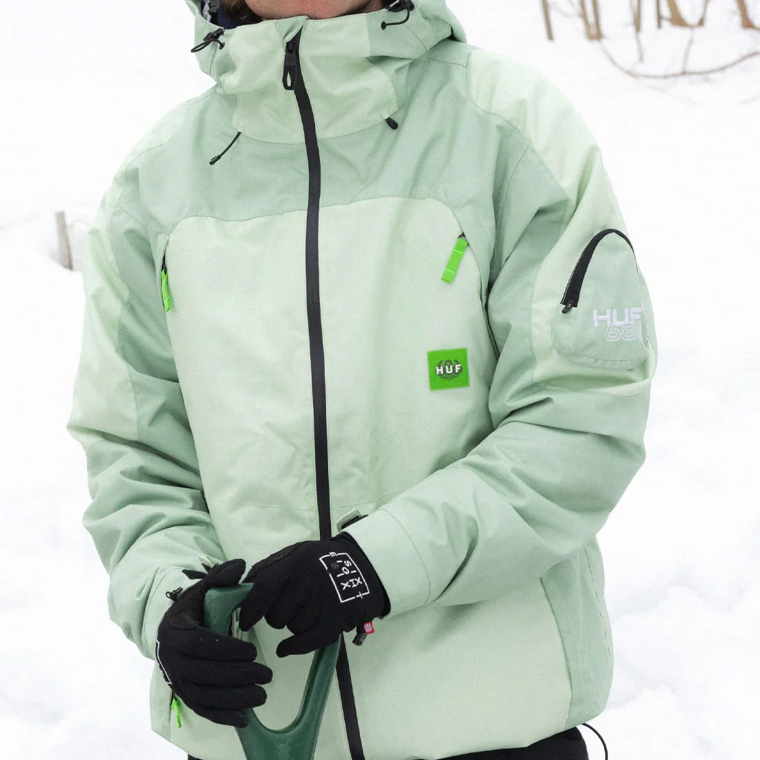 686 X Huf Double H Shell Jacket 2026 - Huf Green Colorblock - Image 3