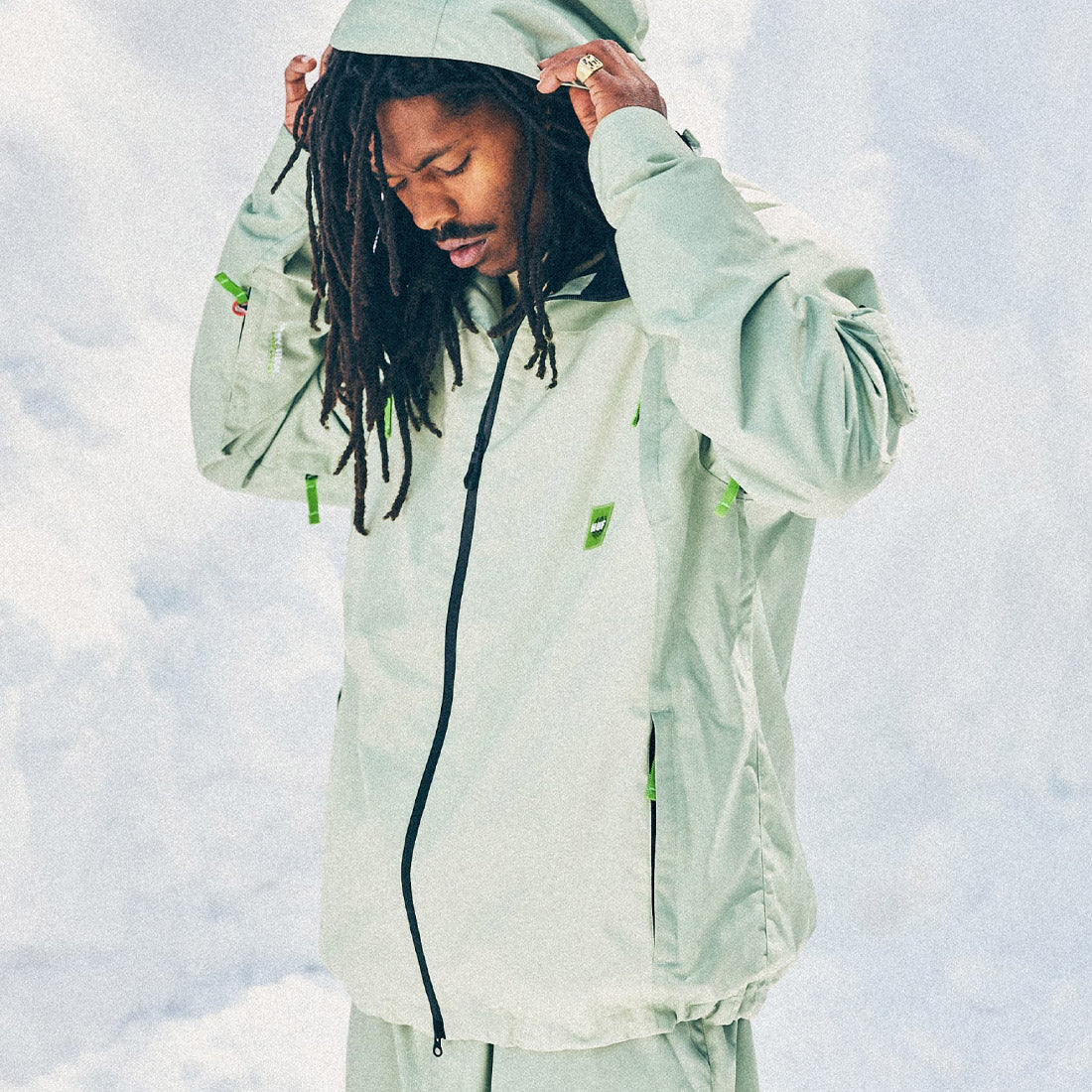 686 X Huf Double H Shell Jacket 2026 - Huf Green Colorblock - Image 4