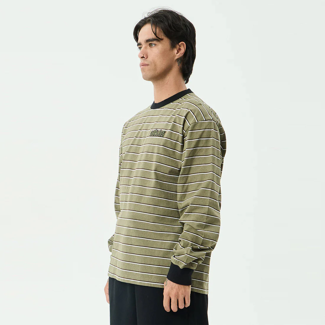 AFENDS Altitude Boxy Long Sleeve Tee - Stone Stripe - Image 2