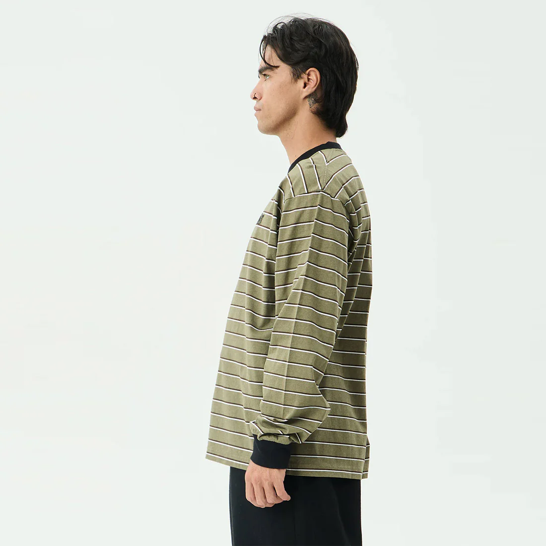 AFENDS Altitude Boxy Long Sleeve Tee - Stone Stripe - Image 3