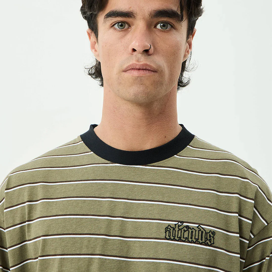 AFENDS Altitude Boxy Long Sleeve Tee - Stone Stripe - Image 5