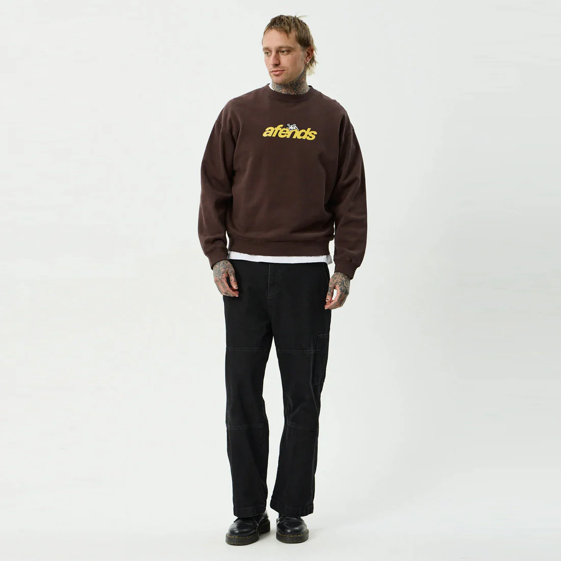 AFENDS Angel Boy Crew - Washed Coffee - Image 5