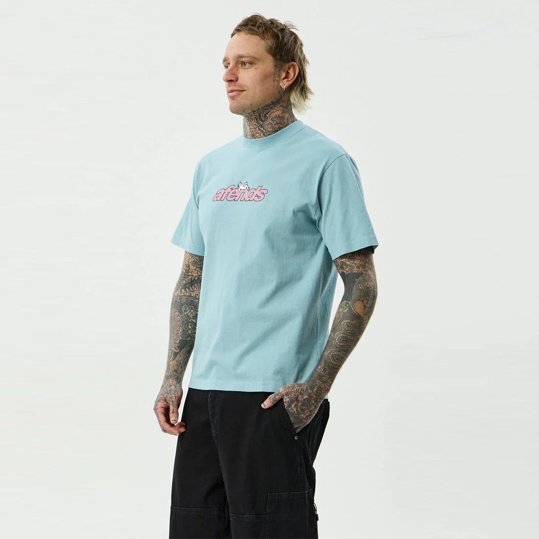 AFENDS Angel Boy Retro Tee - Washed Overcast - Image 2
