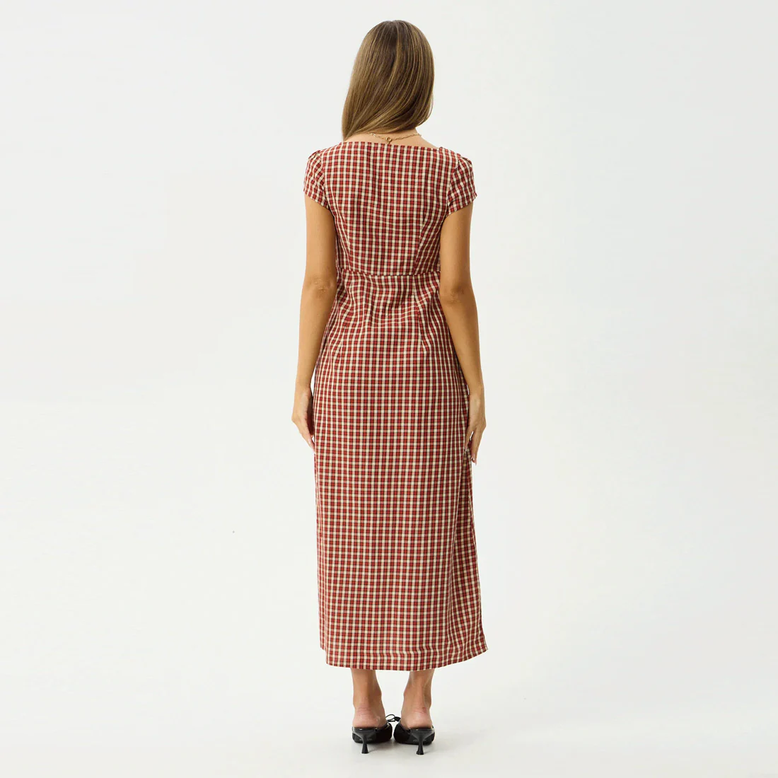 AFENDS Austin Check Midi Dress - Red Rum - Image 4
