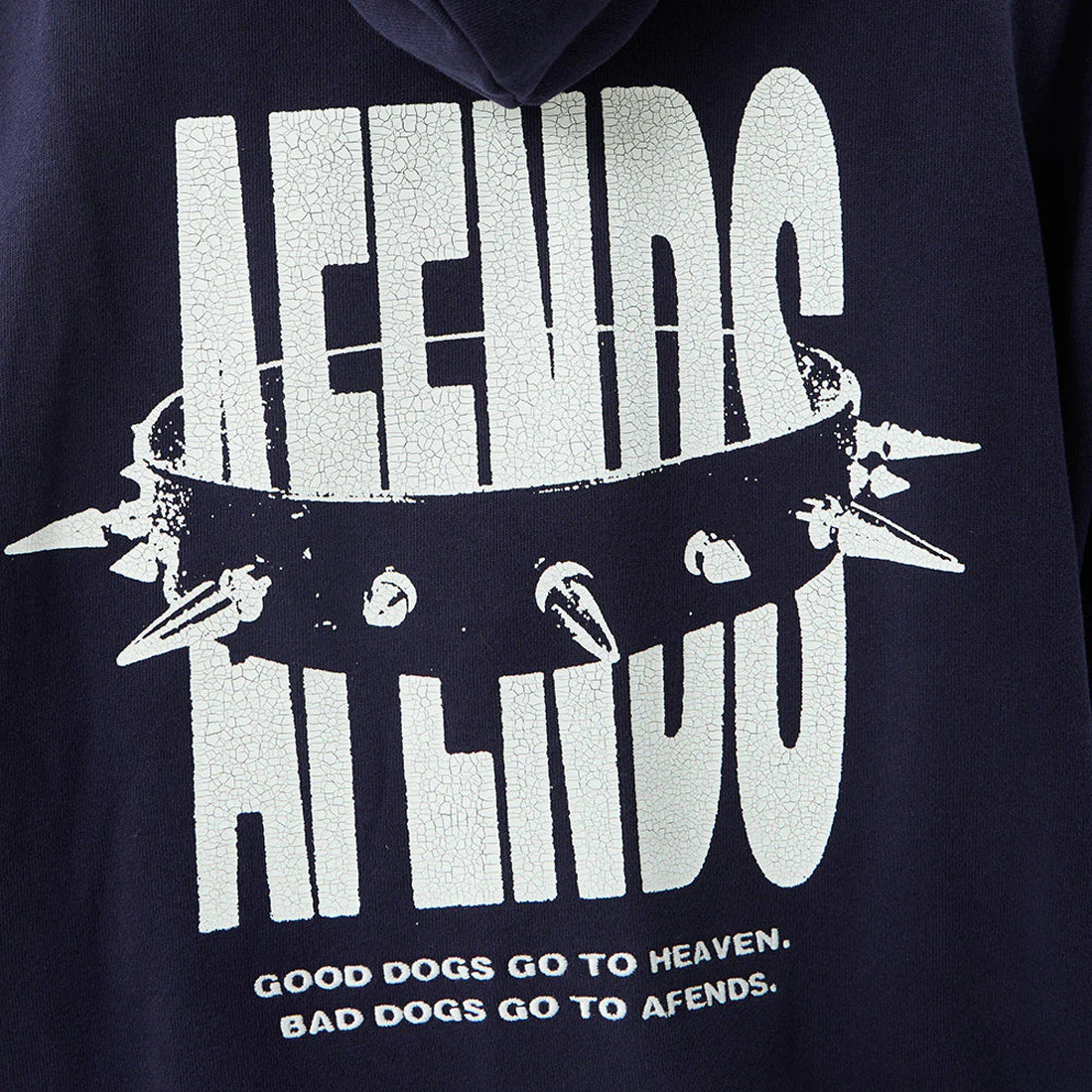 AFENDS Bad Dog Boxy Pull On Hood - Washed Deep Sea - Image 7