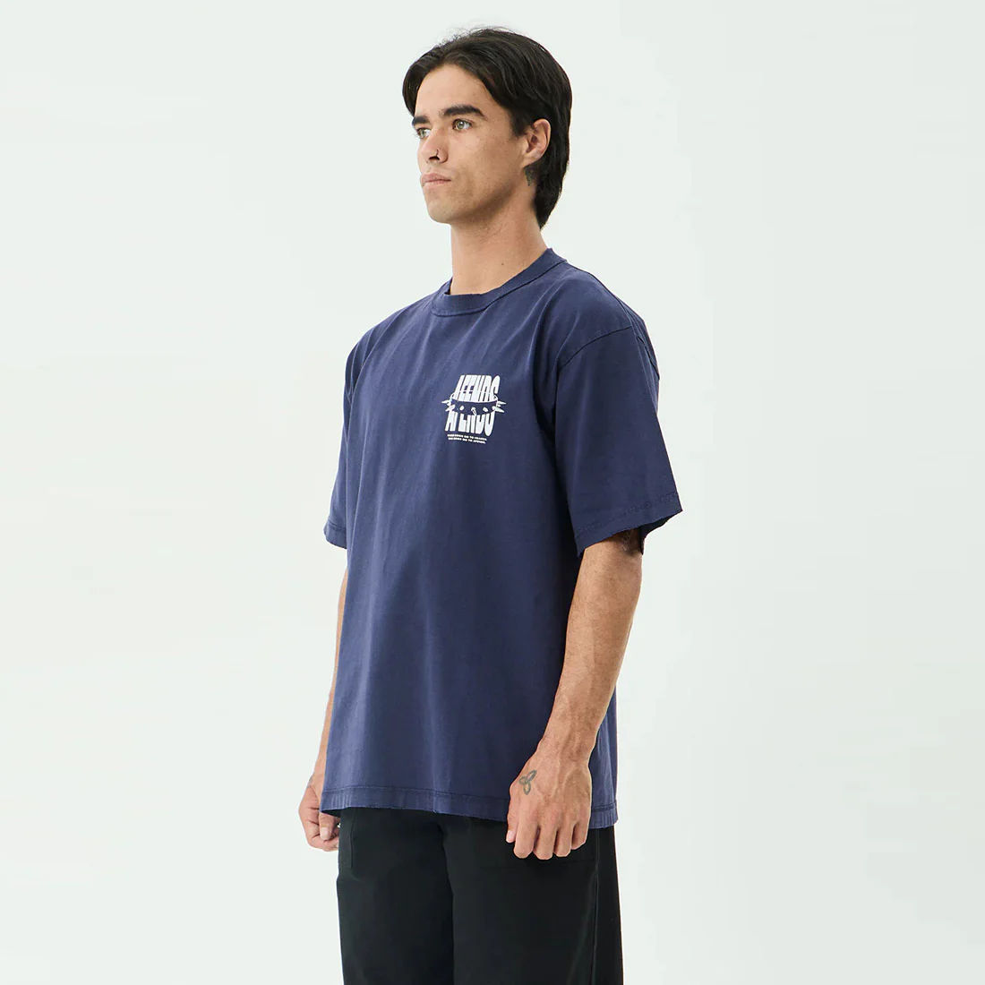 AFENDS Bad Dog Heavyweight Boxy Tee - Washed Deep Sea - Image 2