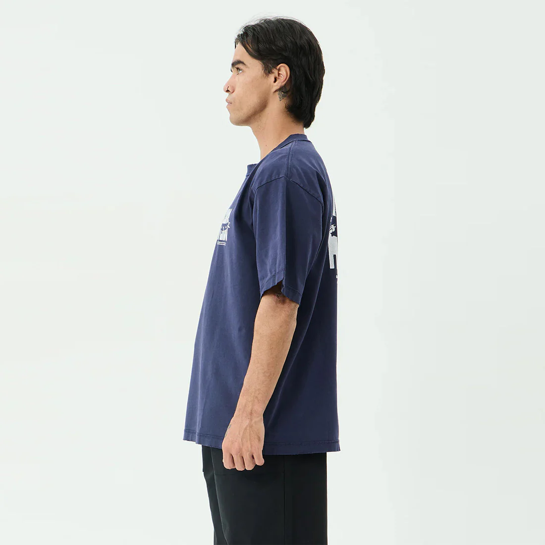 AFENDS Bad Dog Heavyweight Boxy Tee - Washed Deep Sea - Image 3