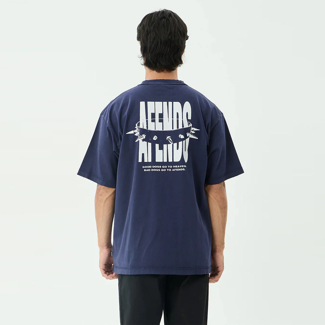 AFENDS Bad Dog Heavyweight Boxy Tee - Washed Deep Sea - Image 4