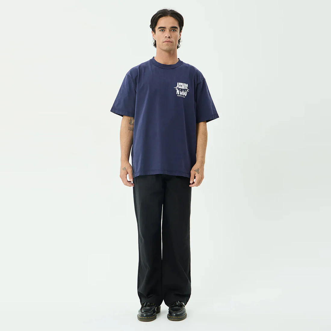AFENDS Bad Dog Heavyweight Boxy Tee - Washed Deep Sea - Image 5