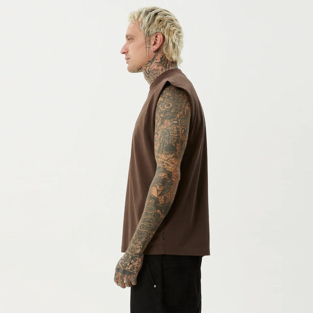 AFENDS Bats Sleeveless Tee - Coffee - Image 2