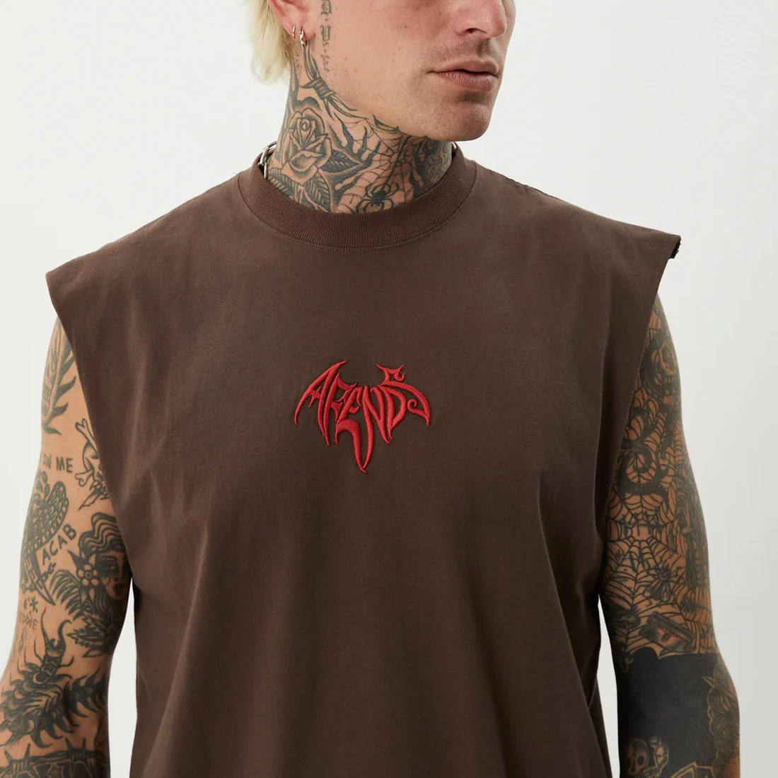 AFENDS Bats Sleeveless Tee - Coffee - Image 4