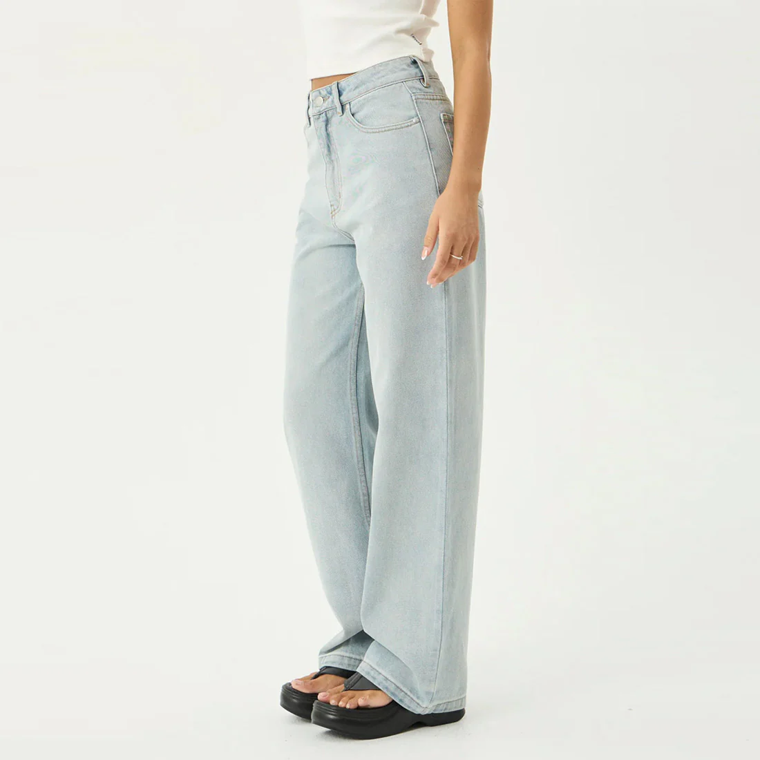 AFENDS Bella Denim Wide Leg Baggy Jean - Stone Blue - Image 2