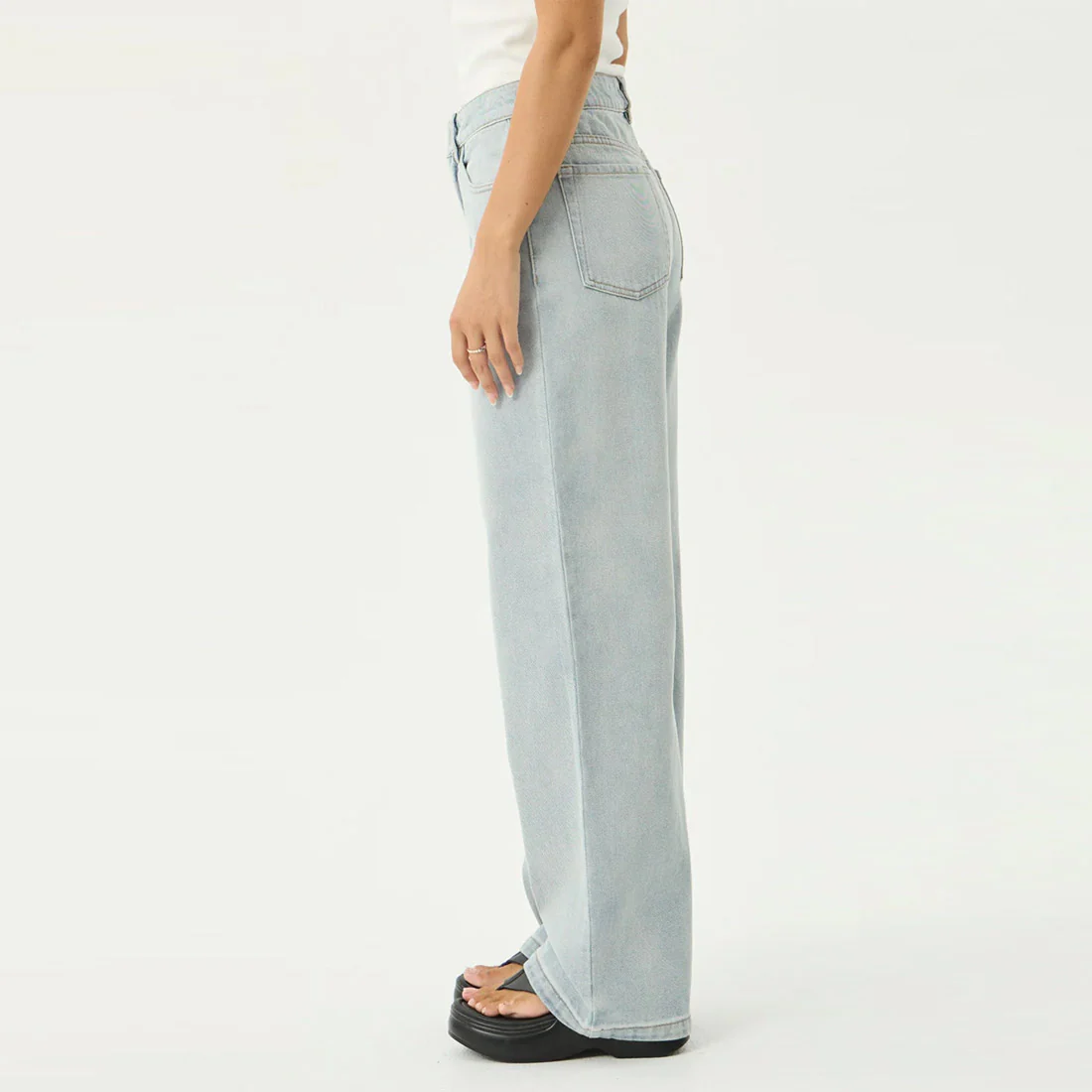 AFENDS Bella Denim Wide Leg Baggy Jean - Stone Blue - Image 3