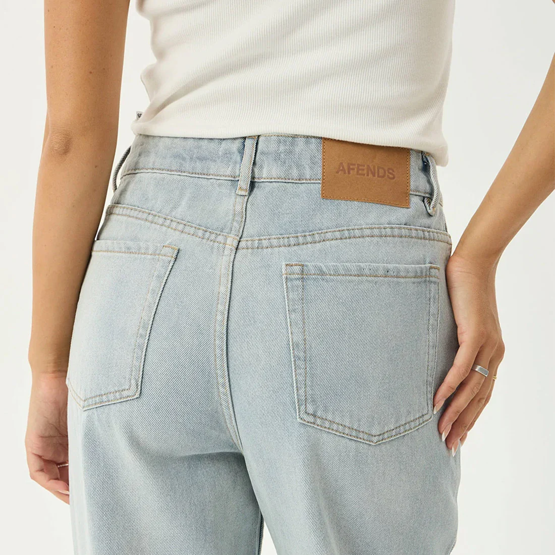 AFENDS Bella Denim Wide Leg Baggy Jean - Stone Blue - Image 5
