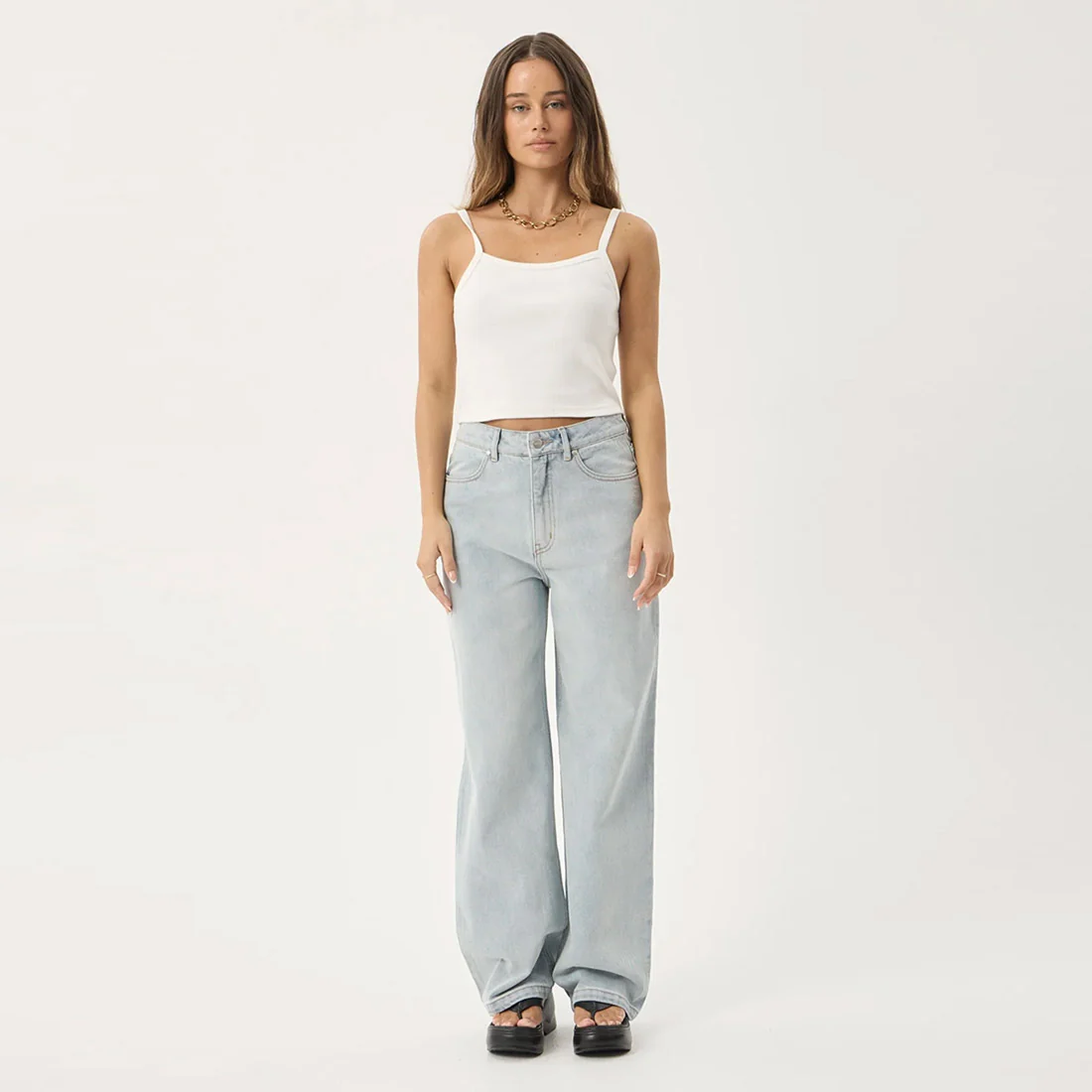 AFENDS Bella Denim Wide Leg Baggy Jean - Stone Blue - Image 6