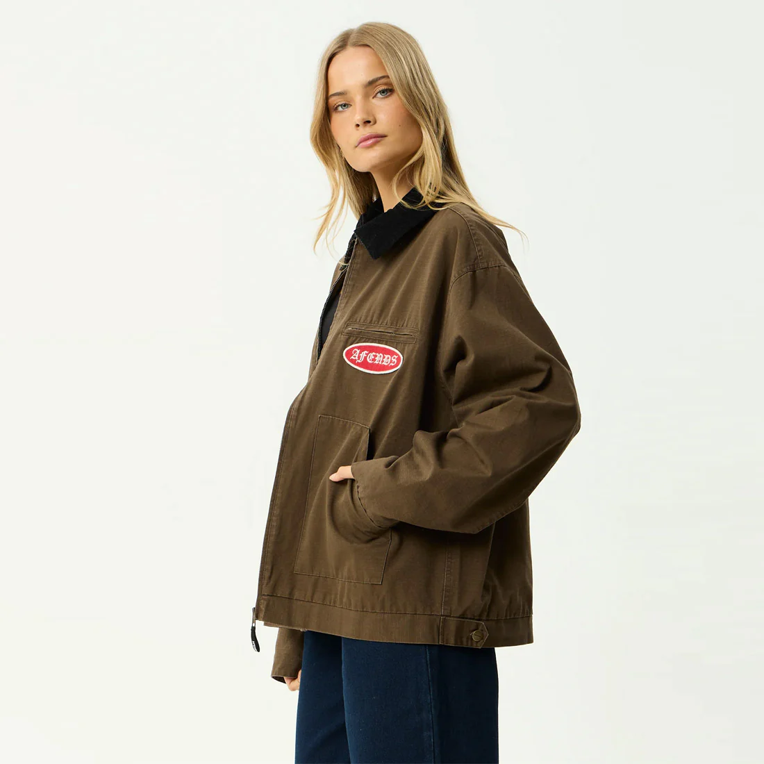 AFENDS Casino Oracle V.2 Workwear Jacket - Washed Coffee - Image 2