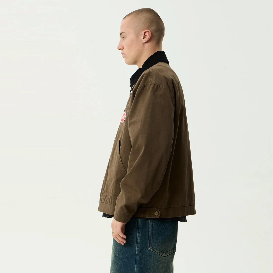 AFENDS Casino Oracle V.2 Workwear Jacket - Washed Coffee - Image 3