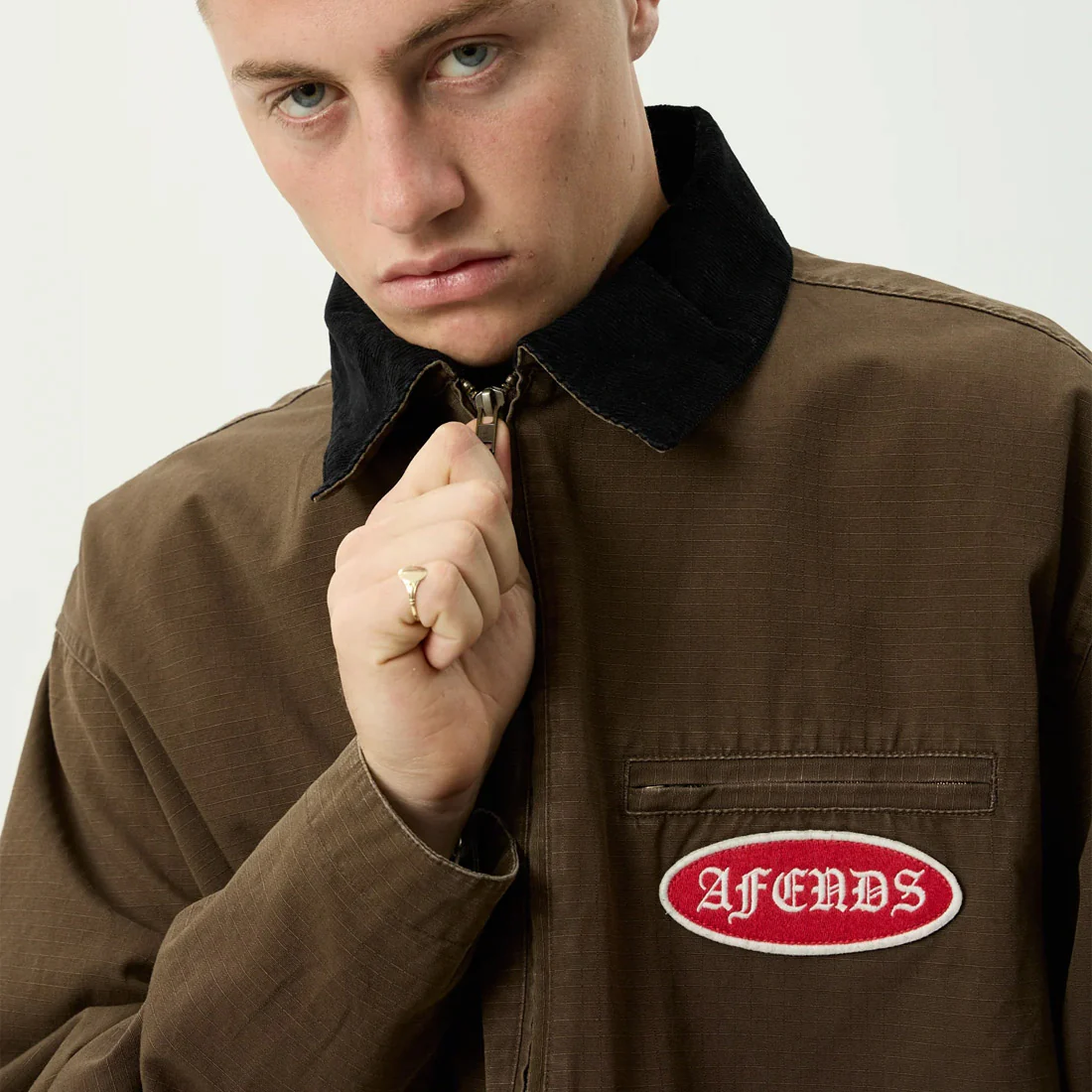 AFENDS Casino Oracle V.2 Workwear Jacket - Washed Coffee - Image 7