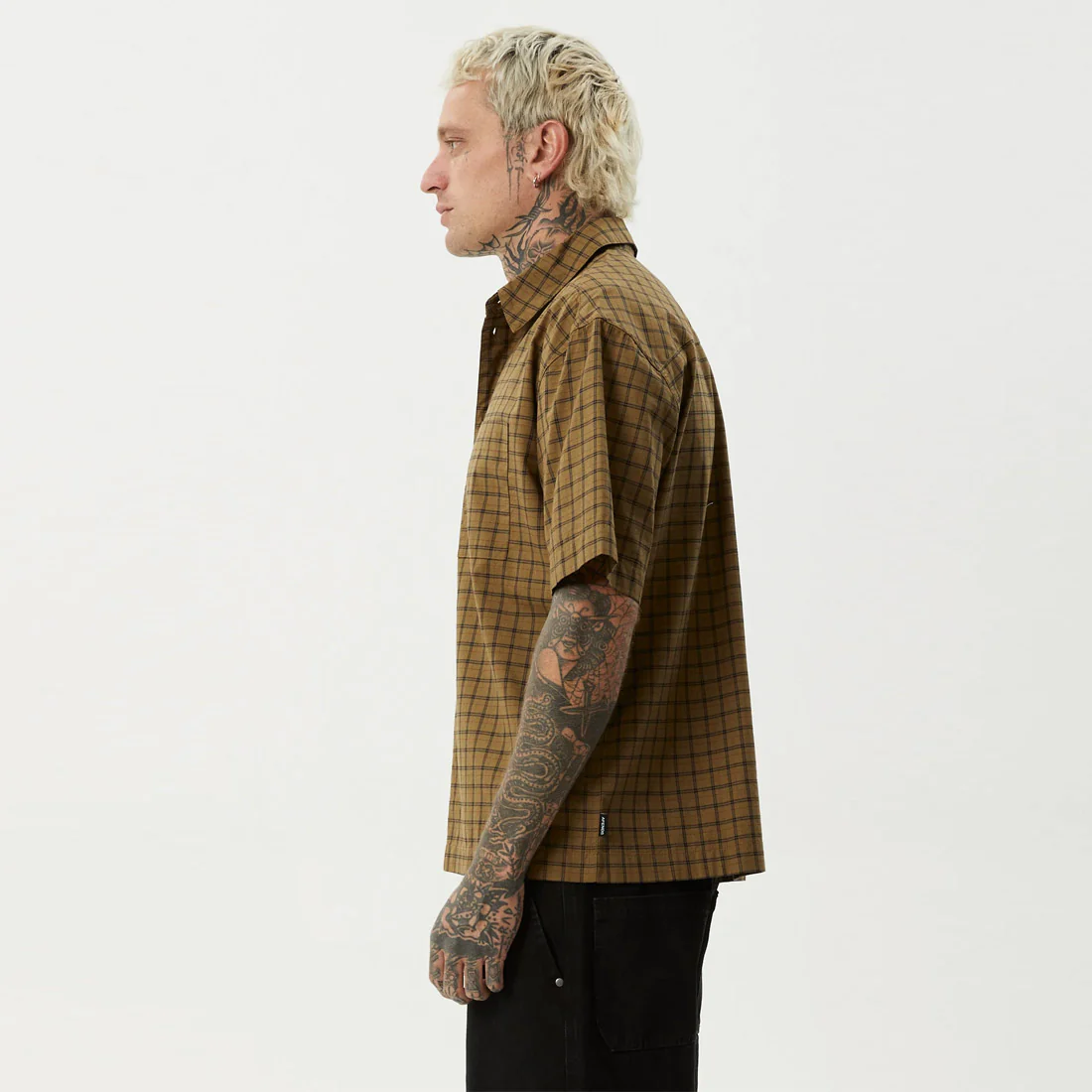 AFENDS Challenger Check Short Sleeve Shirt - Elmwood - Image 3