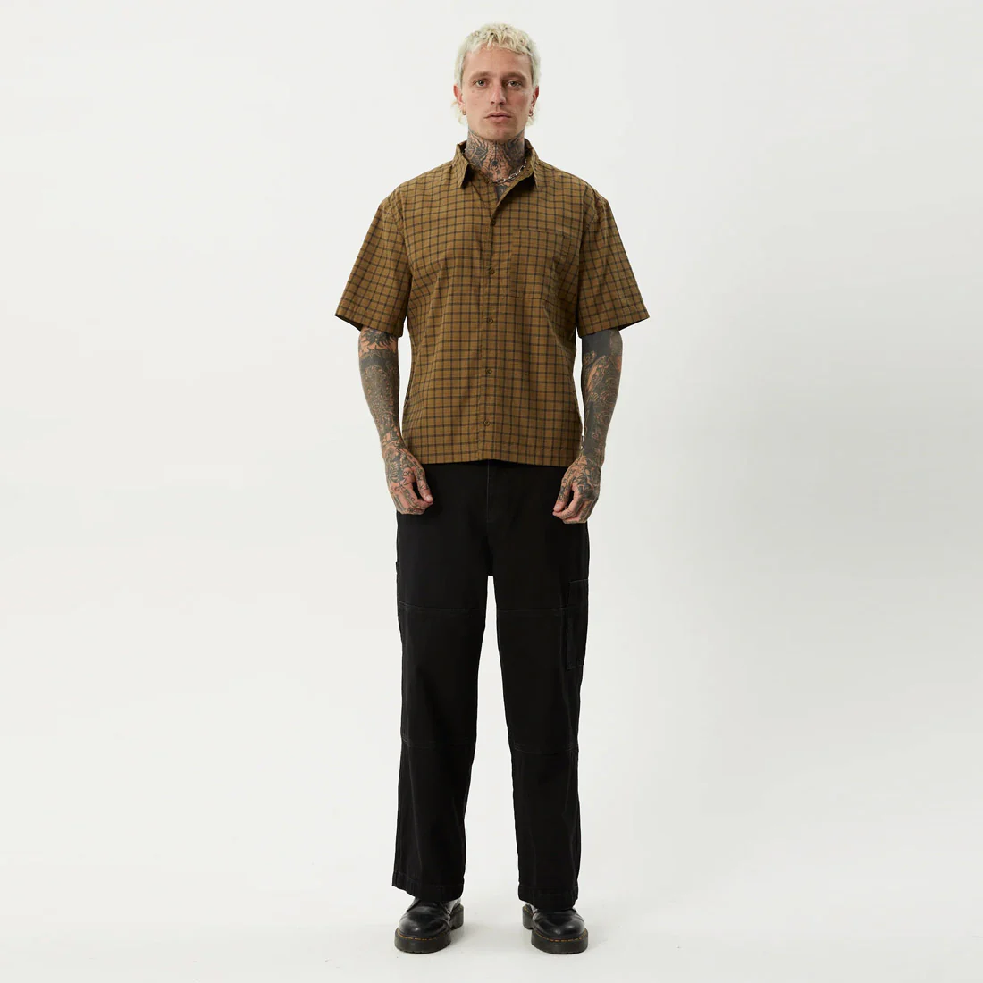 AFENDS Challenger Check Short Sleeve Shirt - Elmwood - Image 5