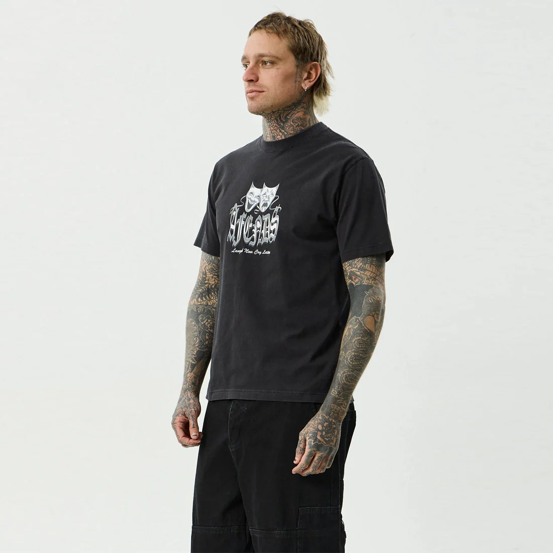 AFENDS Cry Later Retro Fit Tee - Stone Black - Image 2