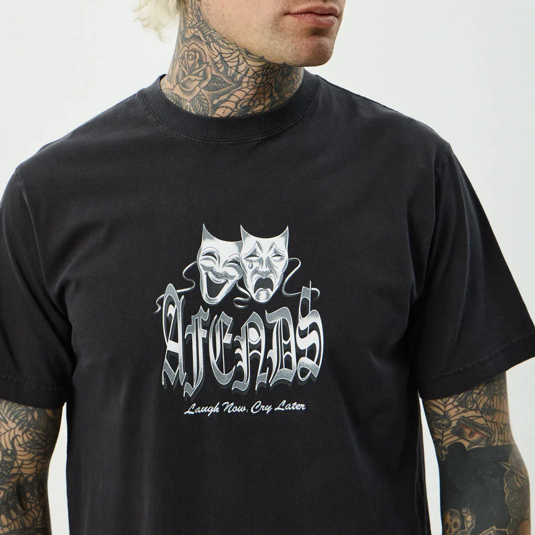 AFENDS Cry Later Retro Fit Tee - Stone Black - Image 5