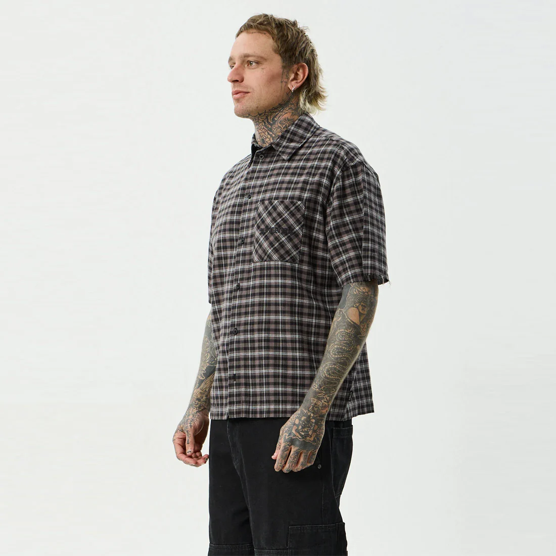 AFENDS Darkness Short Sleeve Shirt - Black Check - Image 2