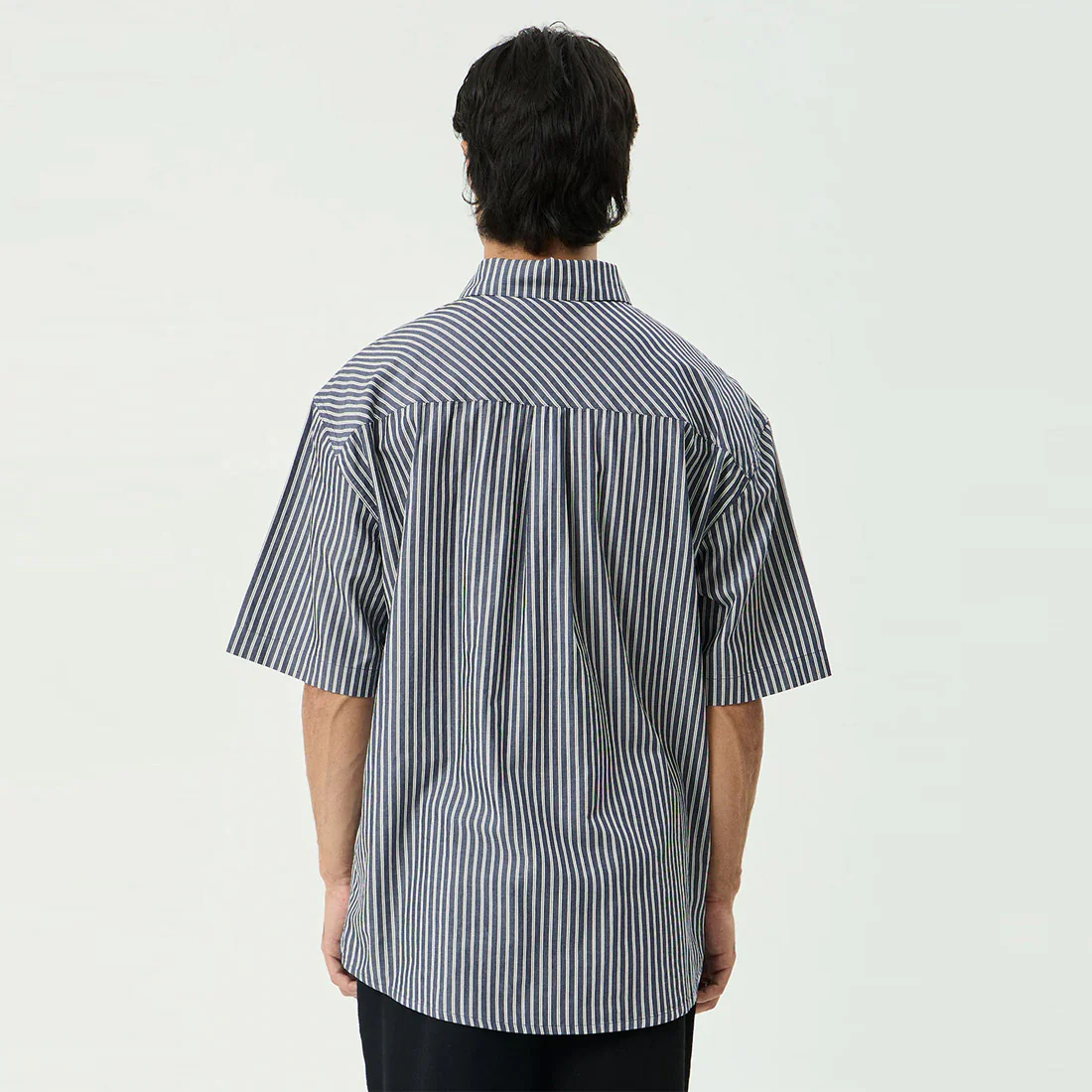 AFENDS Delta Short Sleeve Shirt - Navy Stripe - Image 4