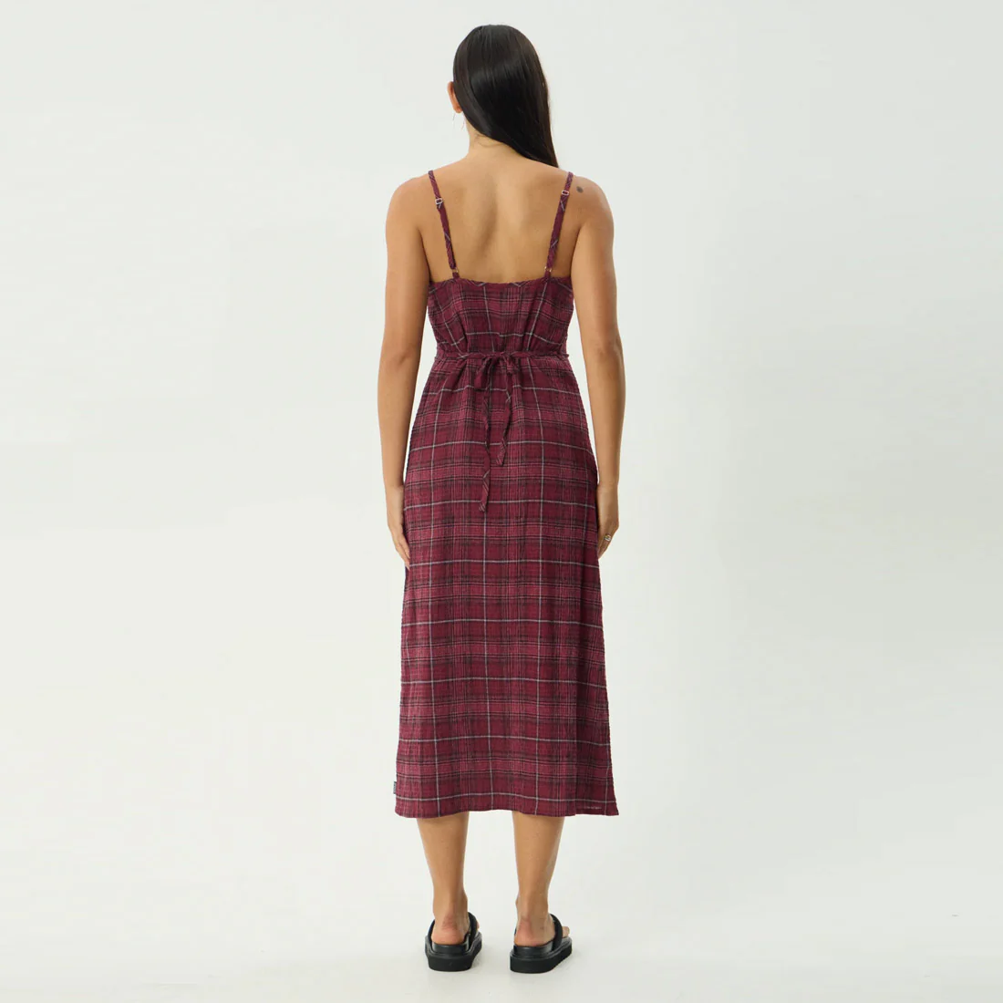 AFENDS Eboni Rumi Seersucker Check Midi Dress - Port Check - Image 4