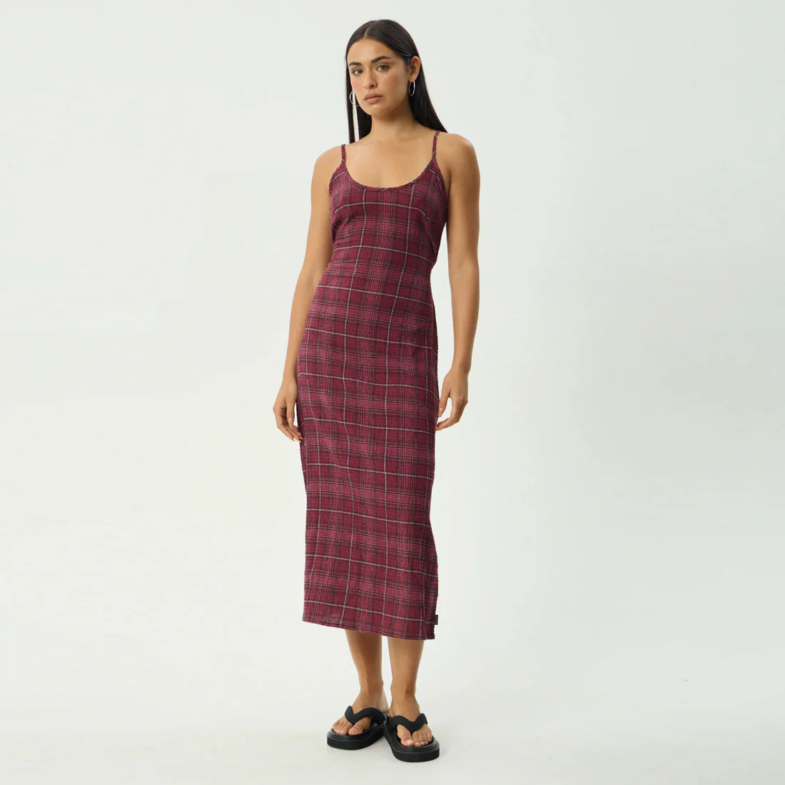 AFENDS Eboni Rumi Seersucker Check Midi Dress - Port Check - Image 7