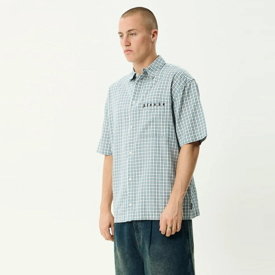 AFENDS Evans Short Sleeve Shirt - Overcast Check - Image 3