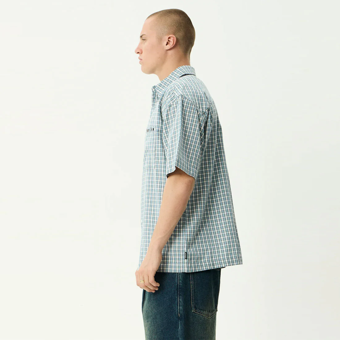 AFENDS Evans Short Sleeve Shirt - Overcast Check - Image 4