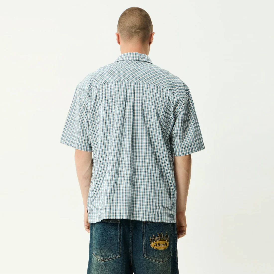 AFENDS Evans Short Sleeve Shirt - Overcast Check - Image 5
