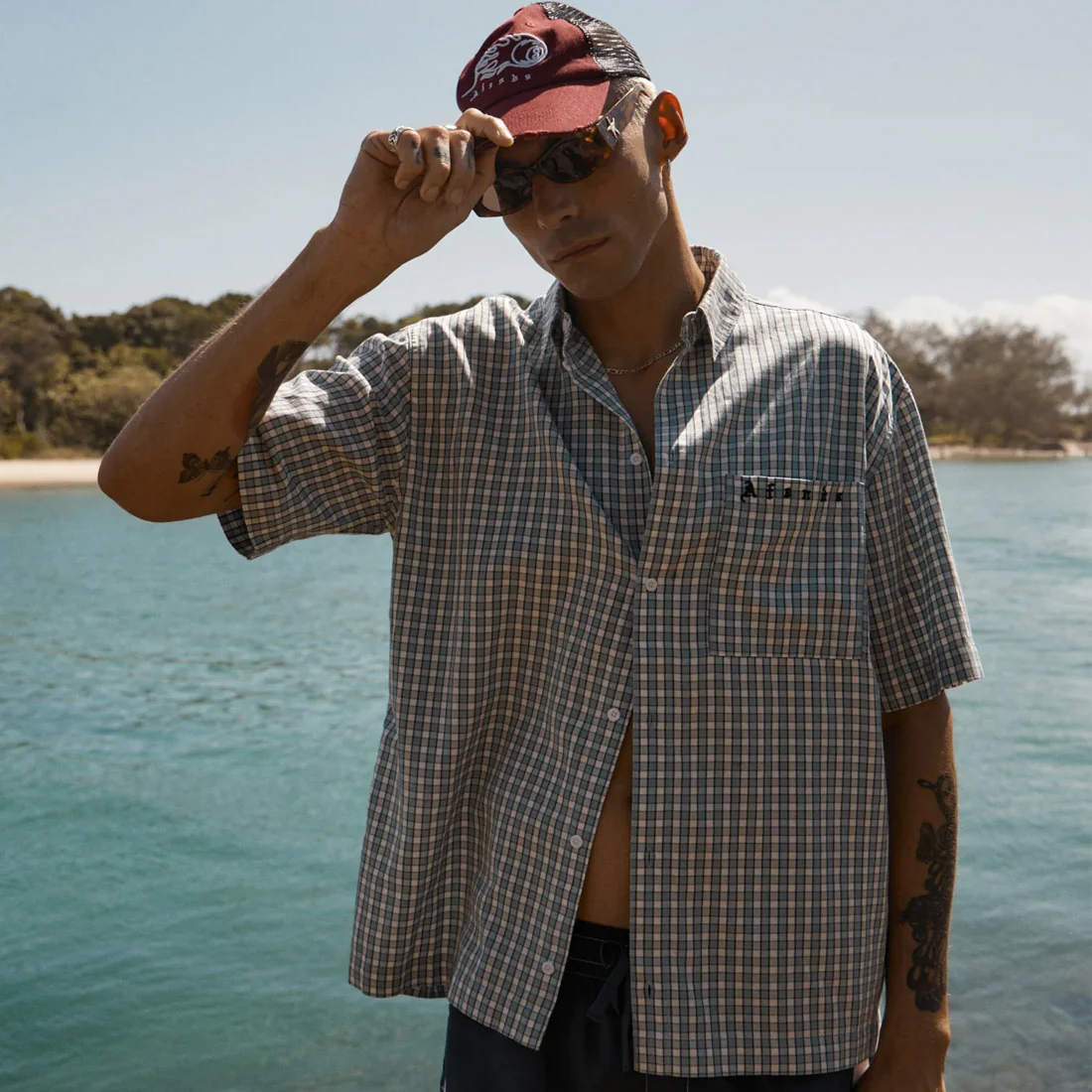 AFENDS Evans Short Sleeve Shirt - Overcast Check - Image 6