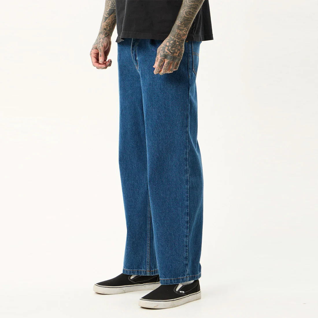 AFENDS Fast Forward Denim Ultra Baggy Jean - Authentic Blue - Image 2