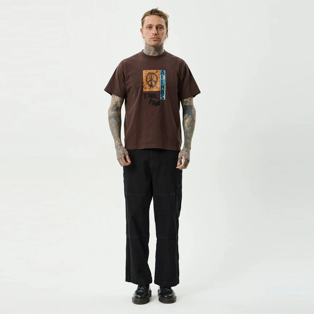 AFENDS Feel Free - Boxy Tee - Washed Coffee - Image 6