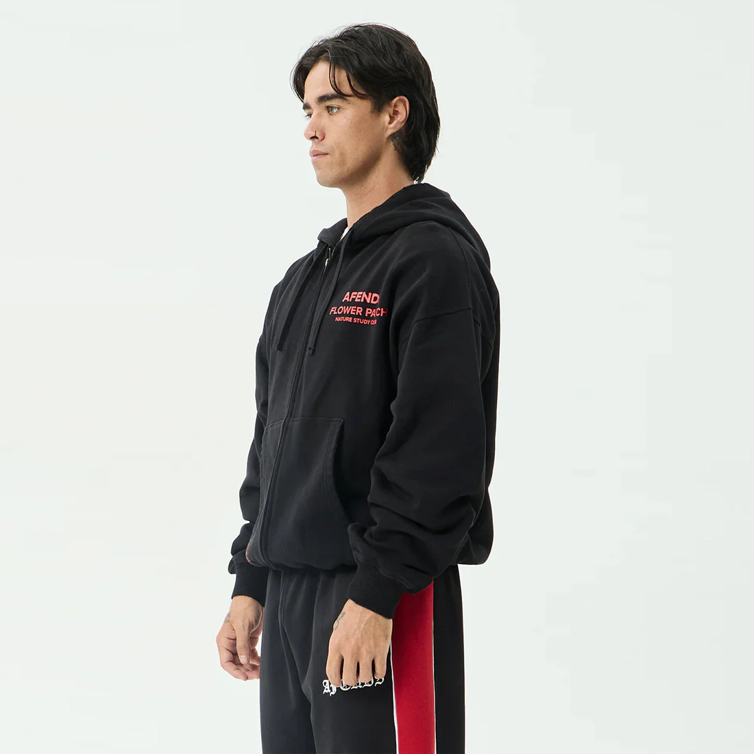 AFENDS Flower Patch Boxy Zip Hood - Stone Black - Image 2