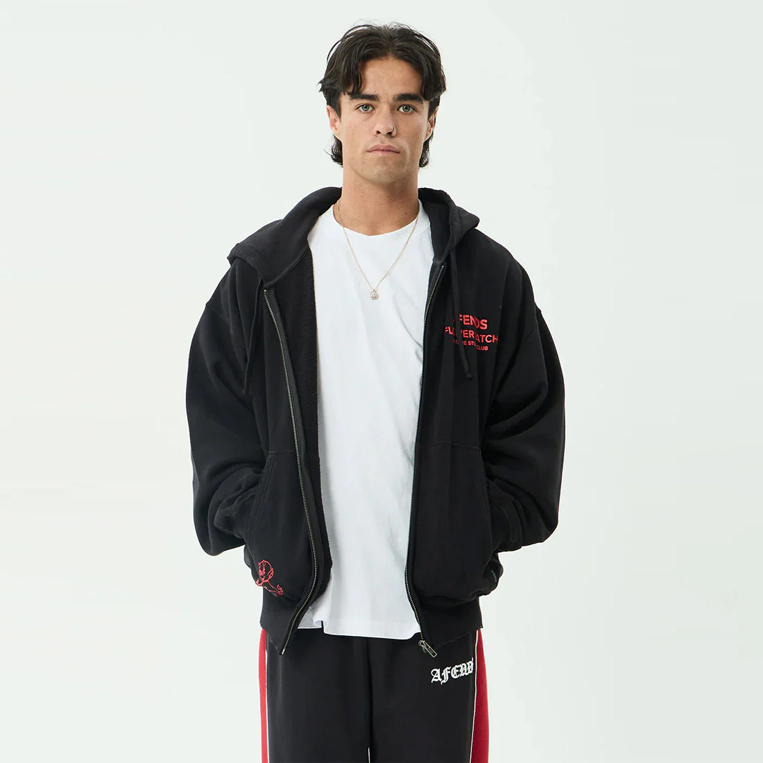 AFENDS Flower Patch Boxy Zip Hood - Stone Black - Image 3