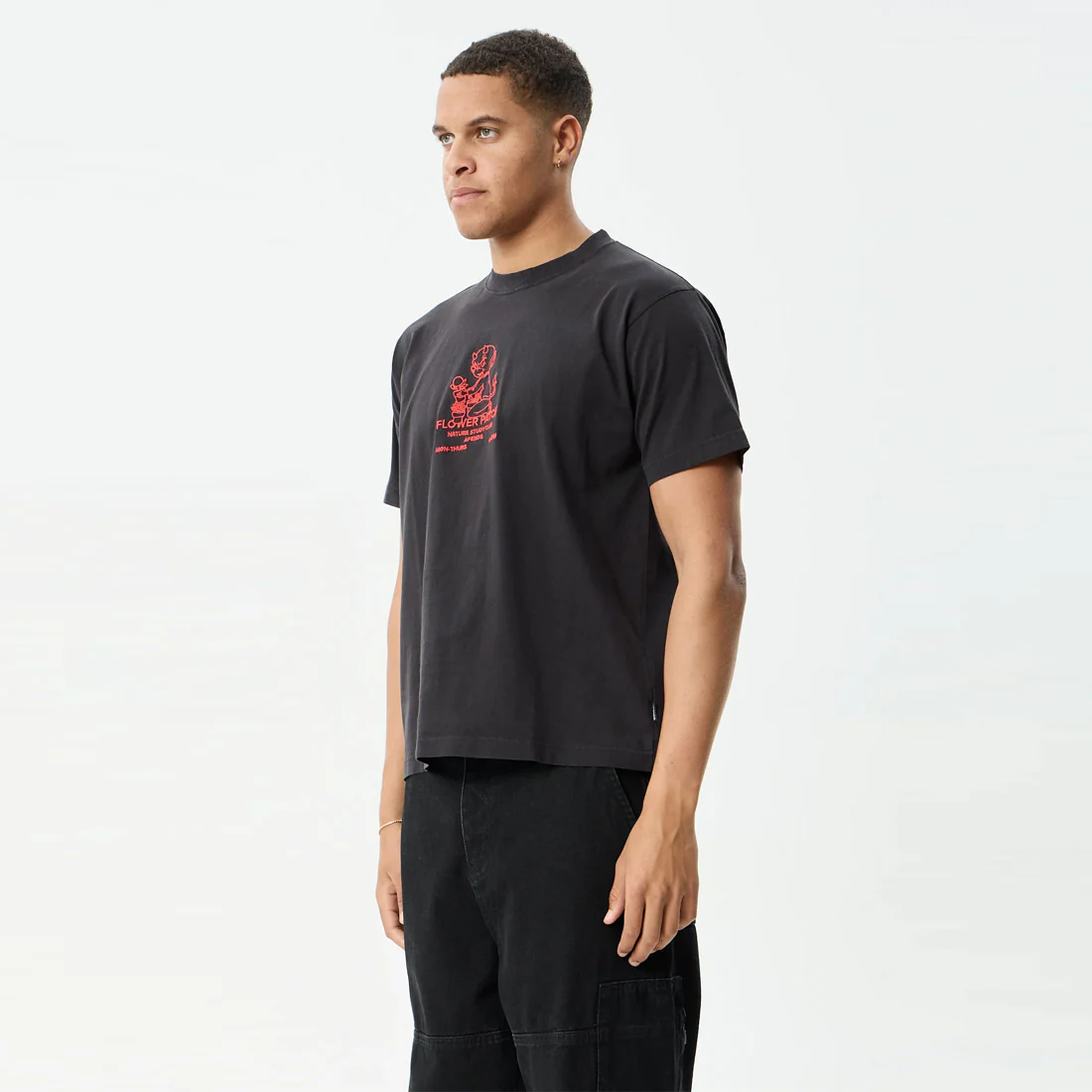 AFENDS Flower Patch Heavyweight Boxy Tee - Stone Black - Image 2