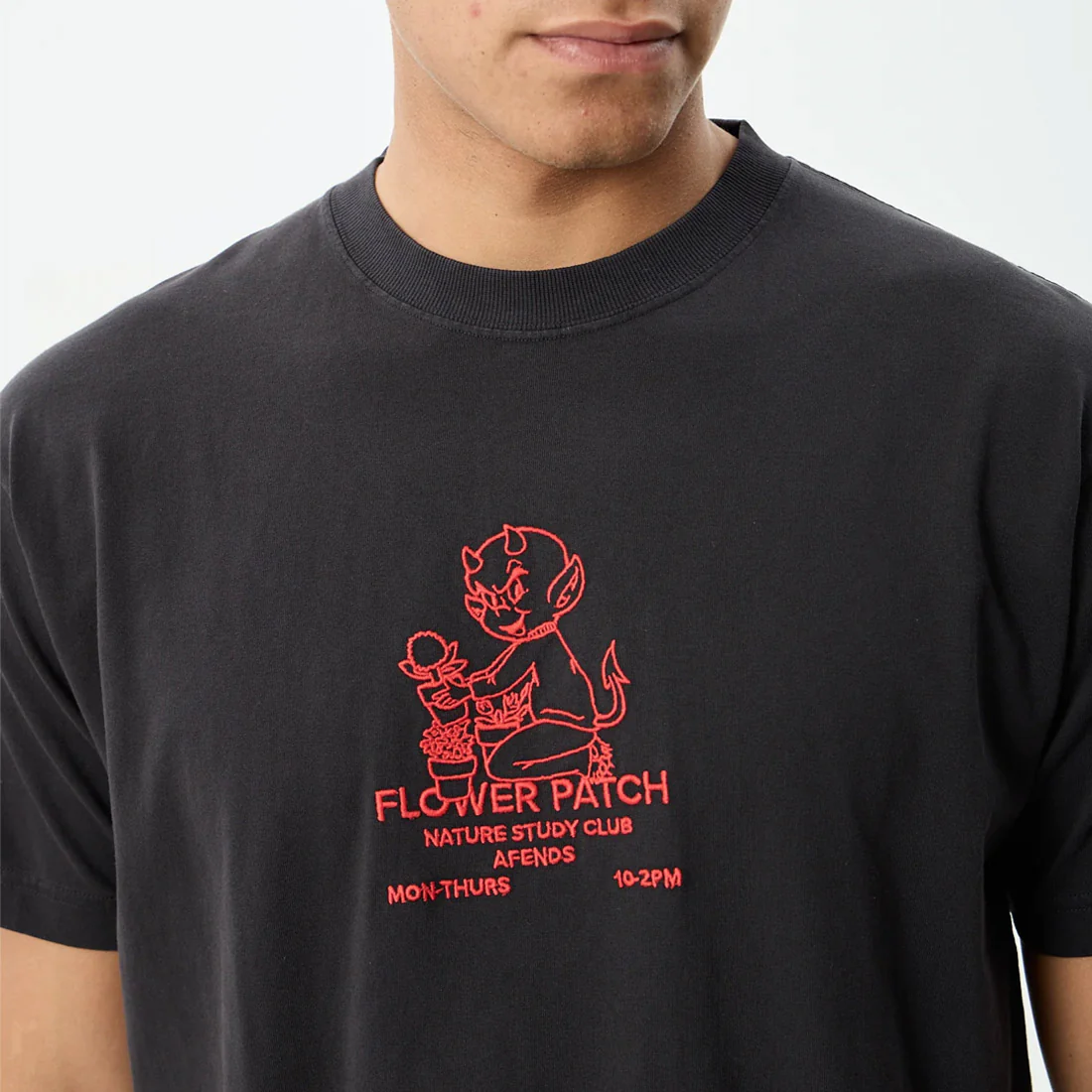 AFENDS Flower Patch Heavyweight Boxy Tee - Stone Black - Image 5