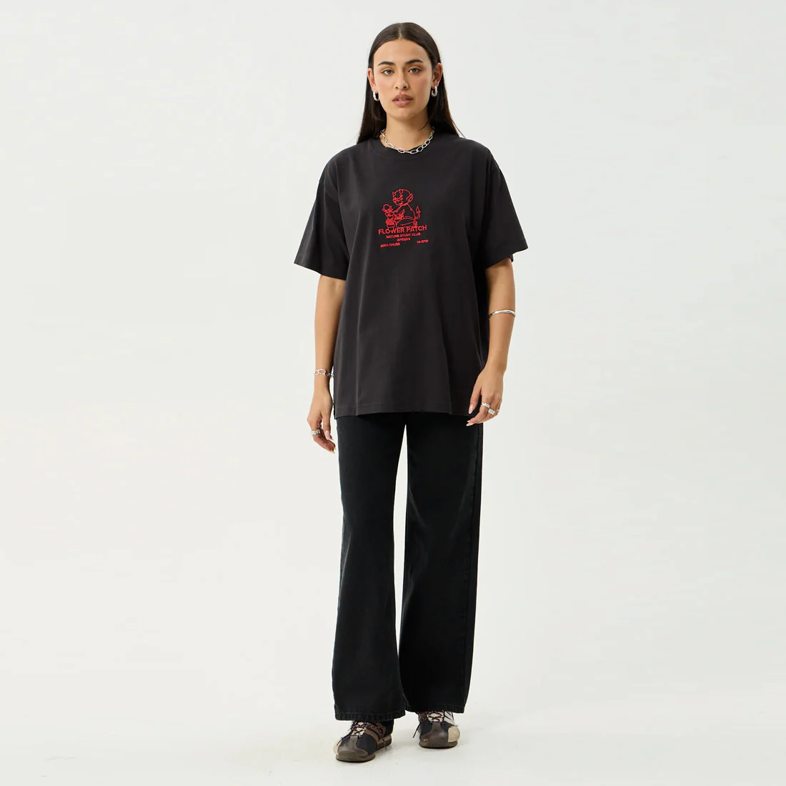 AFENDS Flower Patch Heavyweight Boxy Tee - Stone Black - Image 7