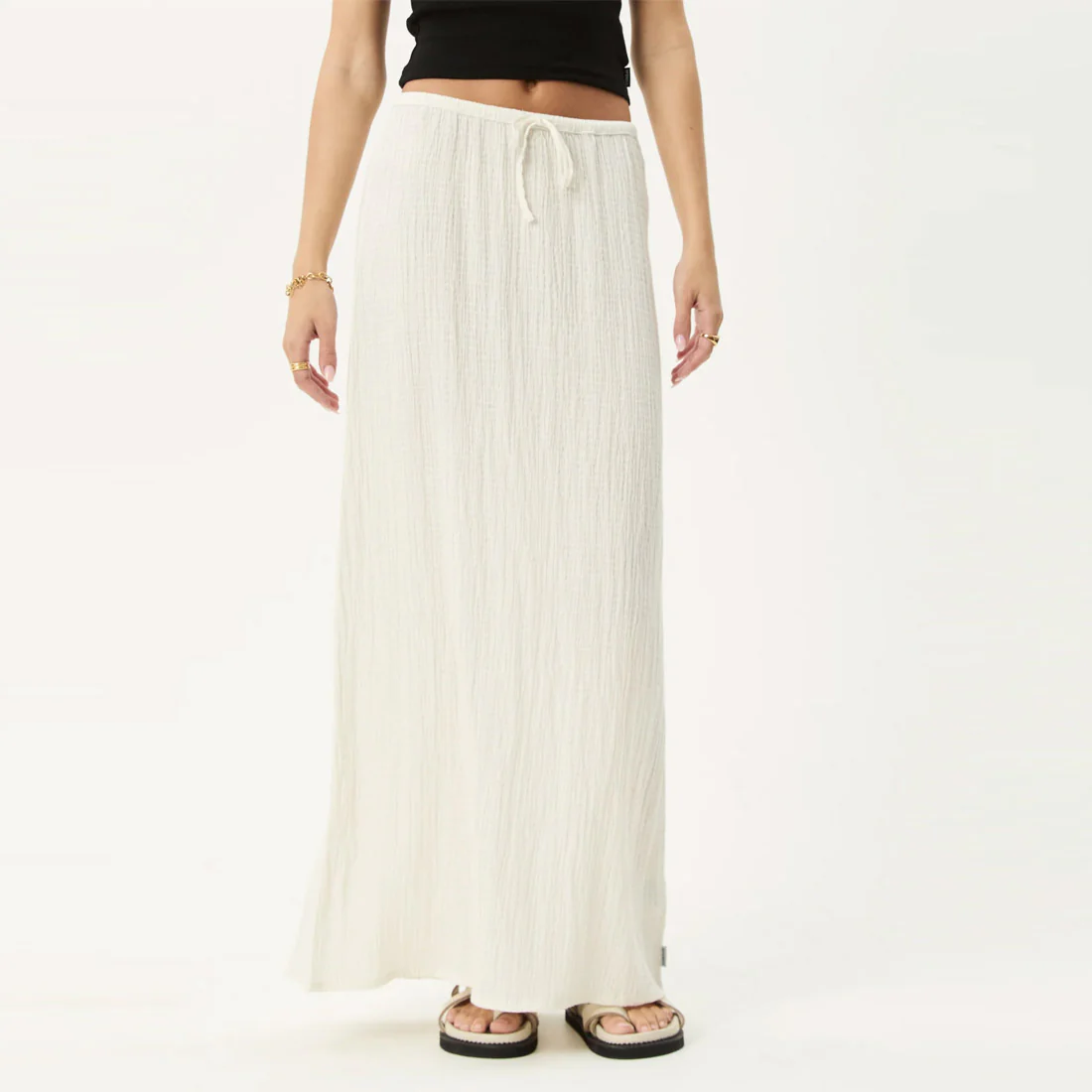 AFENDS Focus Seersucker Maxi Skirt - Off White - Image 2