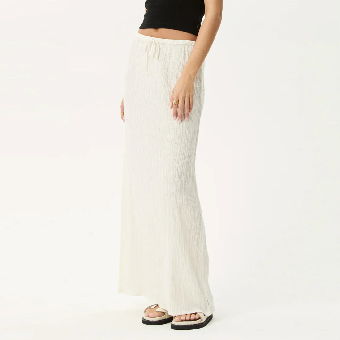 AFENDS Focus Seersucker Maxi Skirt - Off White - Image 3