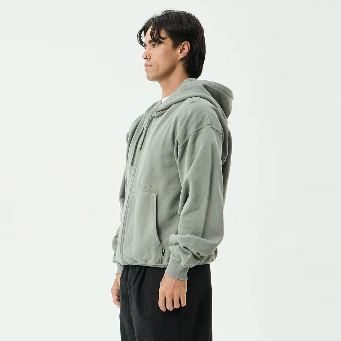 AFENDS Genesis Boxy Zip Hood - Washed Sycamore - Image 2