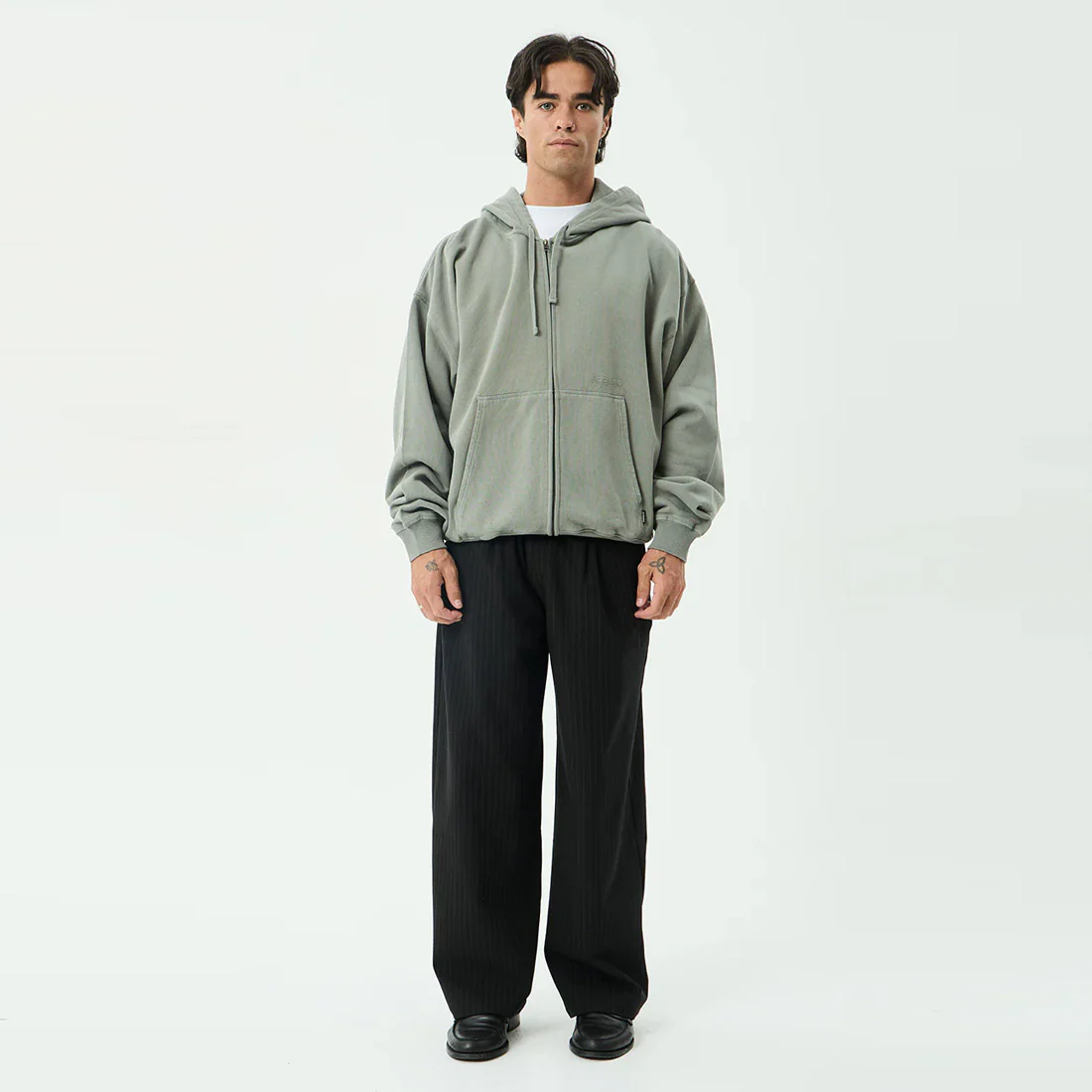 AFENDS Genesis Boxy Zip Hood - Washed Sycamore - Image 5
