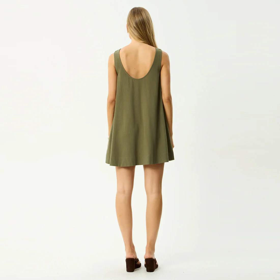 AFENDS Halle Linen Mini Dress - Deep Olive - Image 4
