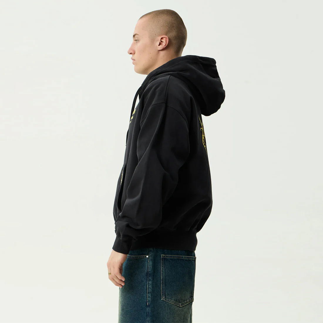 AFENDS Heaven Boxy Zip Hood - Stone Black - Image 3