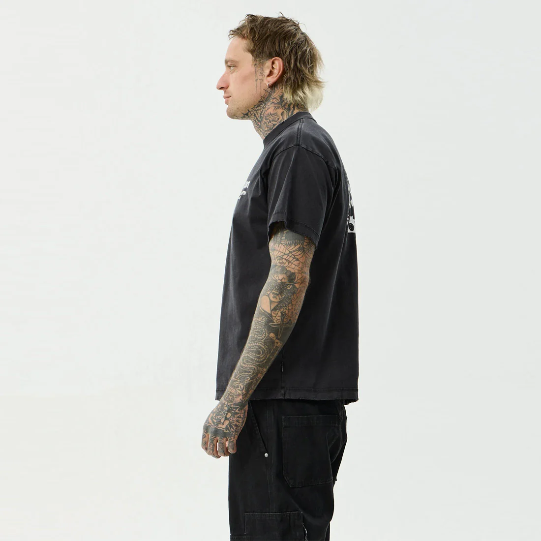 AFENDS Heaven Heavyweight Boxy Tee - Stone Black - Image 3